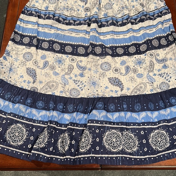 NWT Justice Maxi Dress Blue White Silver Metallic Stretchy Bodice Size 20 - Picture 2 of 16